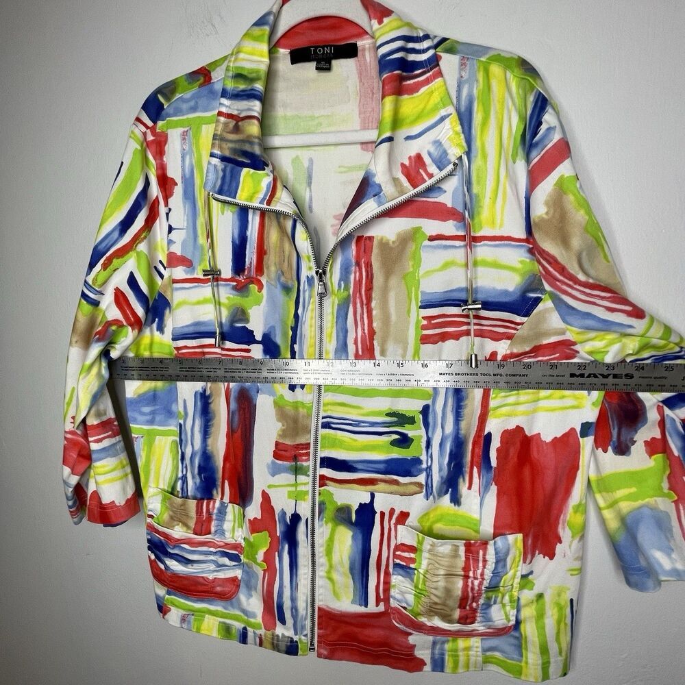 Toni Morgan Art To Wear Jacket SZ XL Pockets Full Zip Abstract Modern - Picture 15 of 16